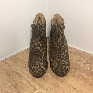 Cheetah print wedge booties